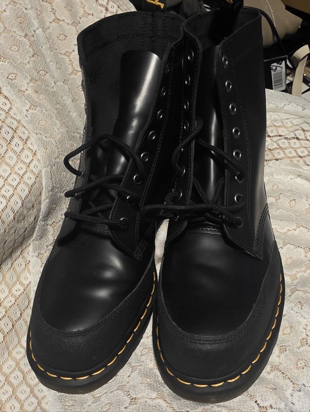 Dr. Martens 1460 Guard Panel Leather Lace-Up Boots in Black - Picture 3 of 8